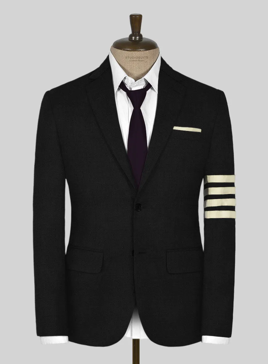 Napolean Black Wool Ivory Bar Jacket
