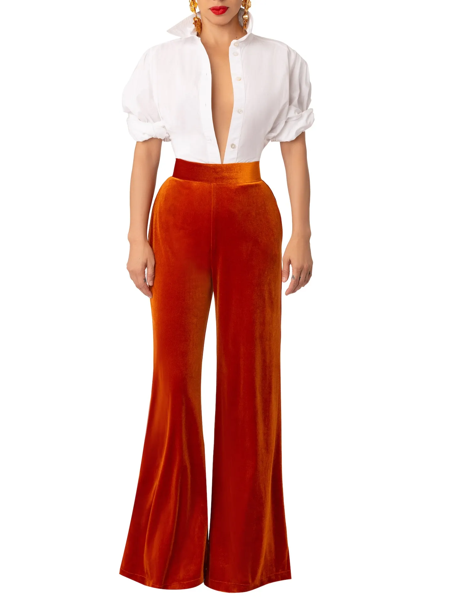 “Octavia” Copper High Waist Pants