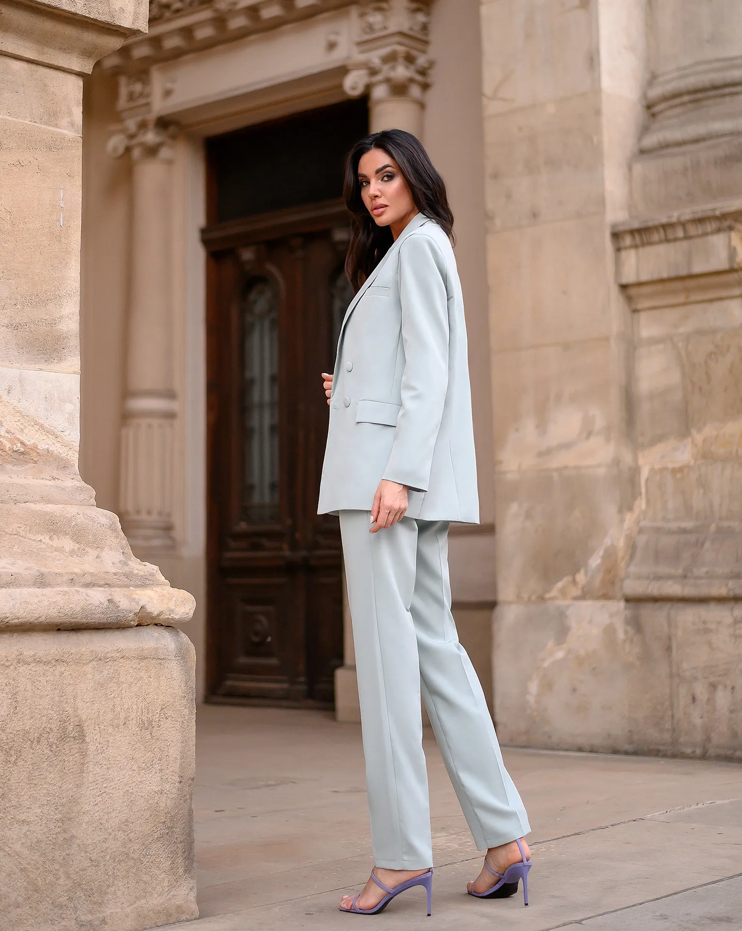 Olive Double-Breasted Suit 2-Piece