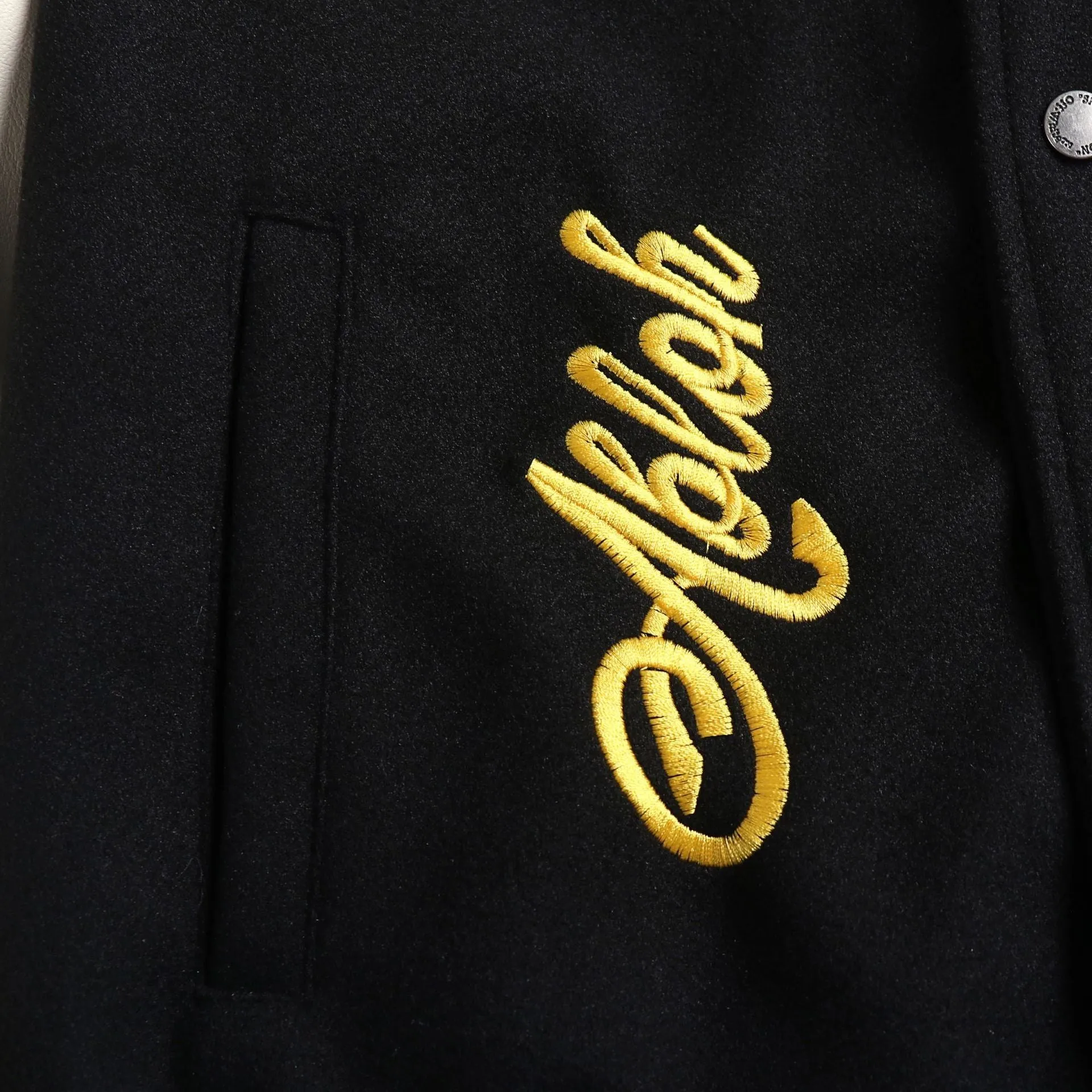 Ow Jacket Yellow Embroidery Cotton-Padded Jacket for Men and Women