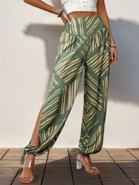 "Resort in Time"Printed High Waist Pants