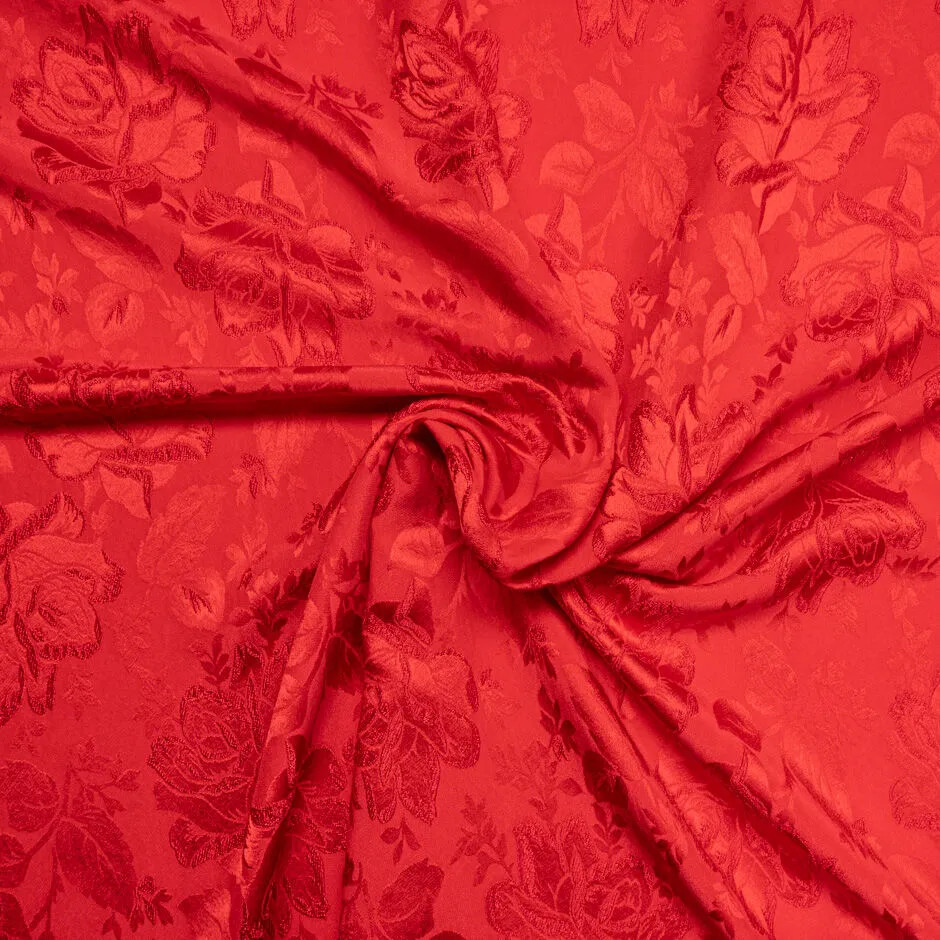 Rose Jacquard Red Coloured Cloqué