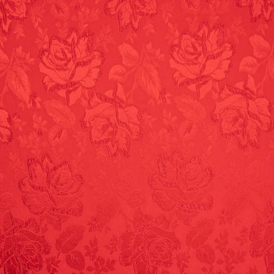 Rose Jacquard Red Coloured Cloqué