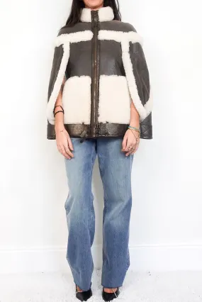Shearling and leather cape RRP £2420