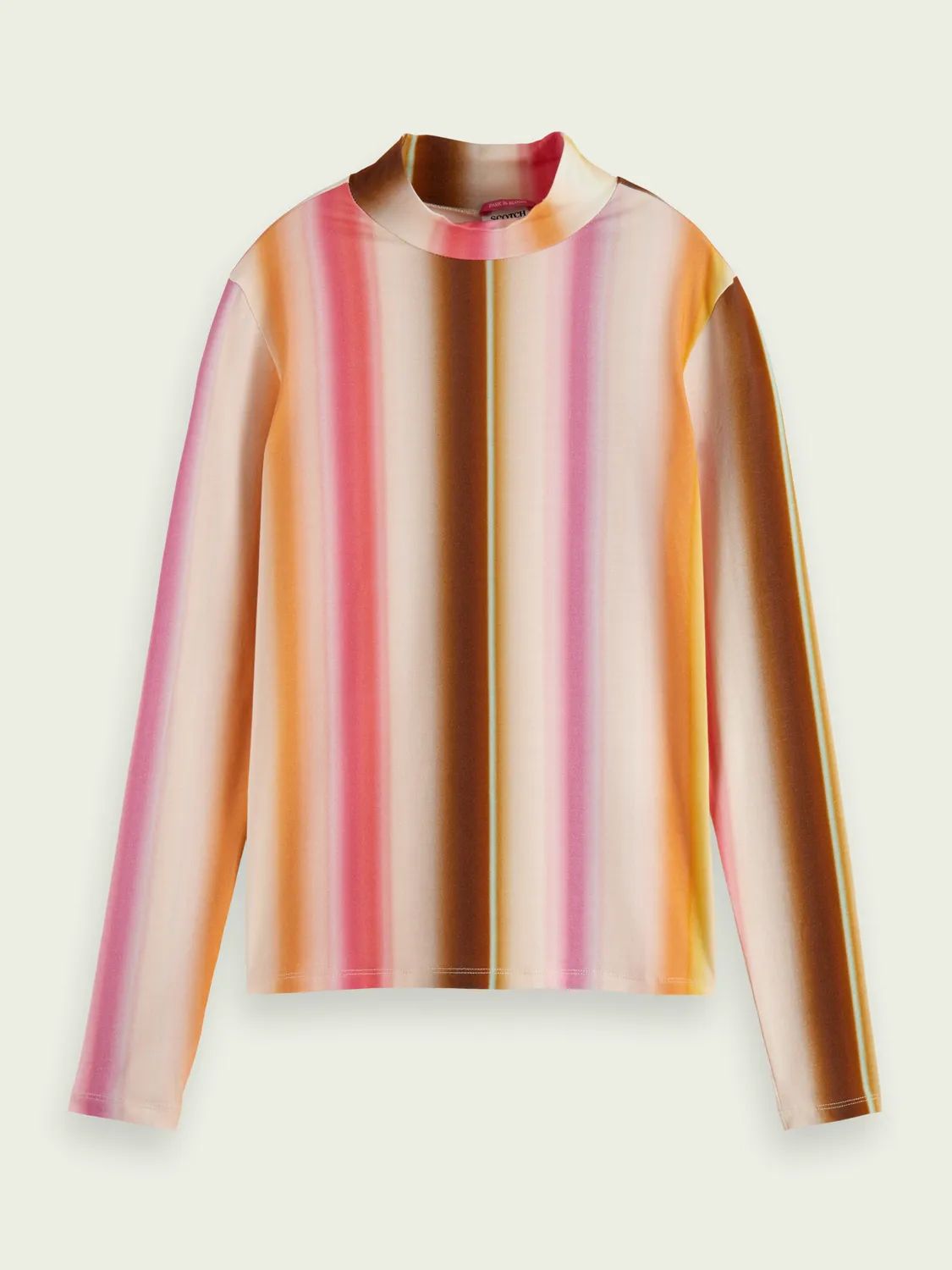 Slim Fit Mock Neck Printed Long Sleeve Shirt