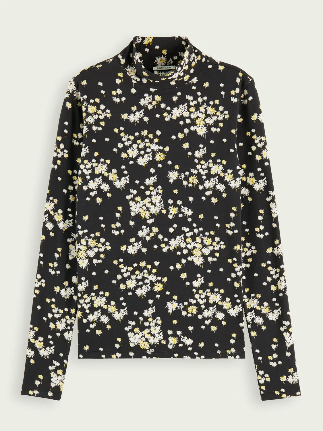 Slim Fit Mock Neck Printed Long Sleeve Shirt