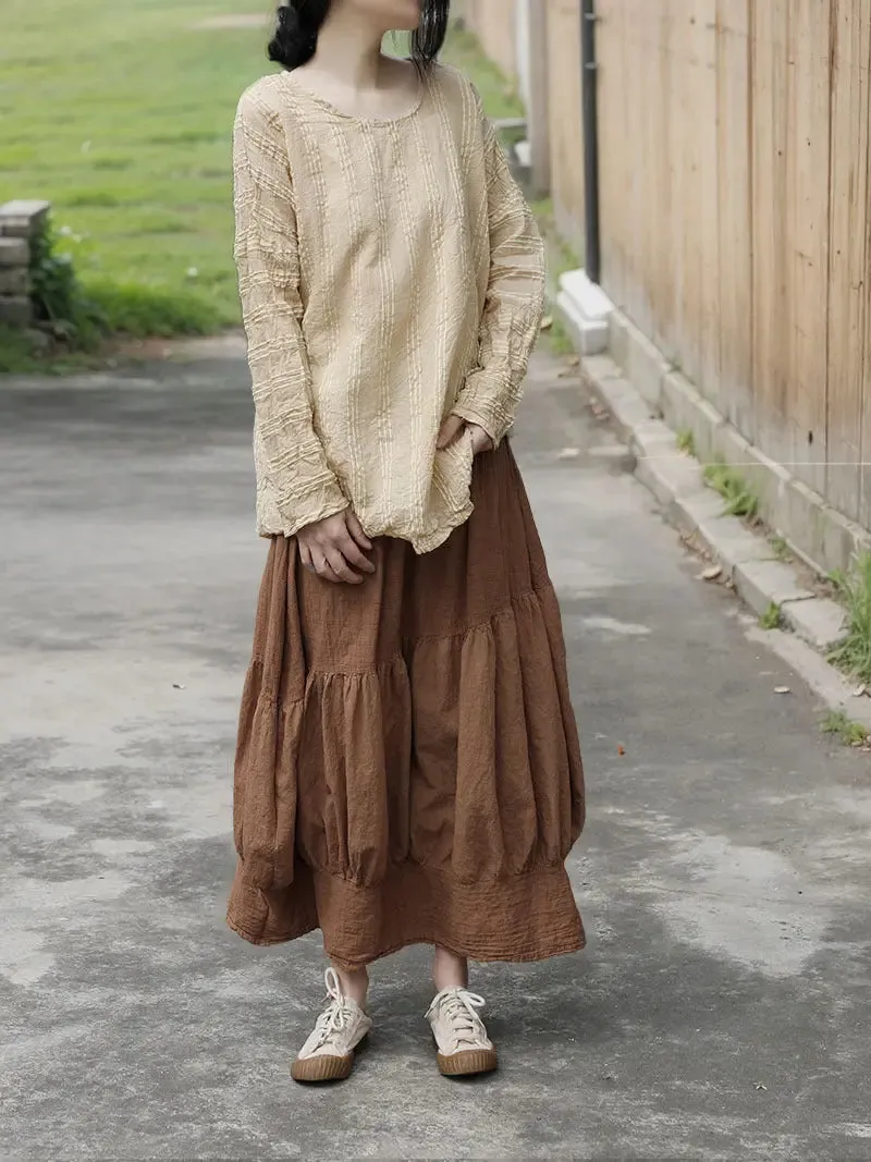 Striped Long Sleeve Pullover Jacquard Pullover Shirt