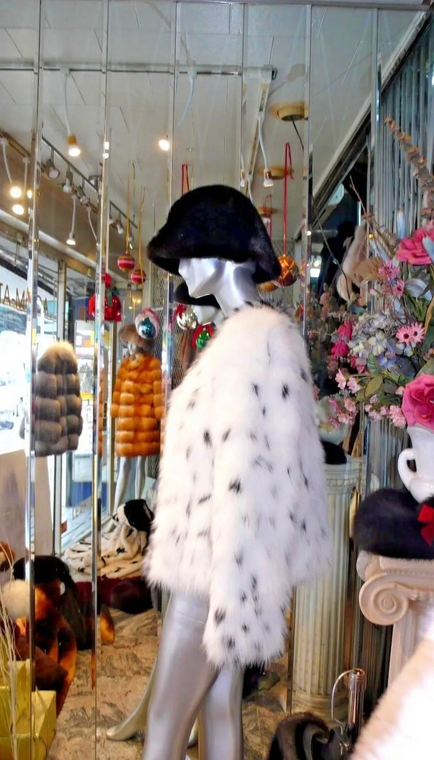 Stunning Black & White Fox Fur Jacket Very Stylish & Youthful Design SUPER SALE!!!