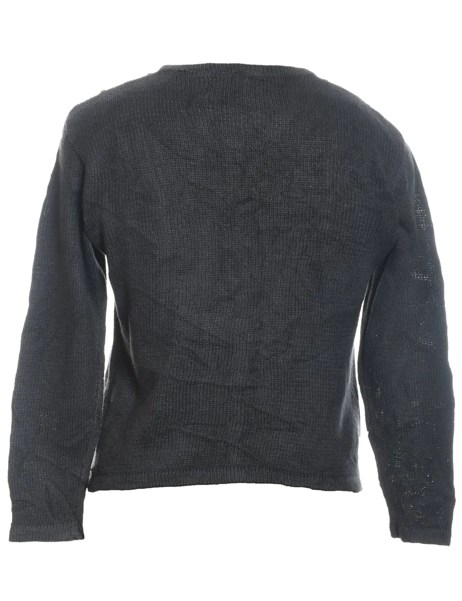 Teddy Bear Print Christmas Jumper - L